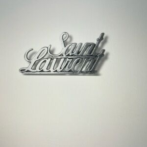 Saint Laurent Silver Script Logo Brooch